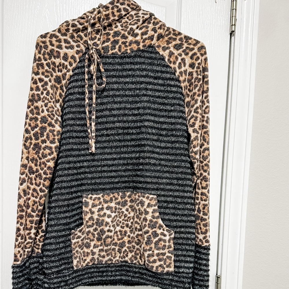 7th Ray Black and Gray Striped Knit Sweater